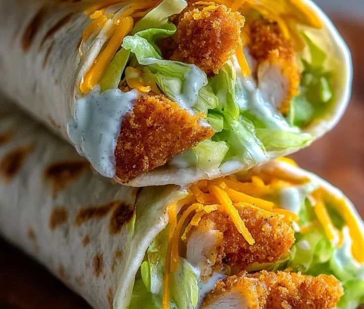 Crispy Chicken Ranch Snack Wrap with fresh ingredients ready to serve.