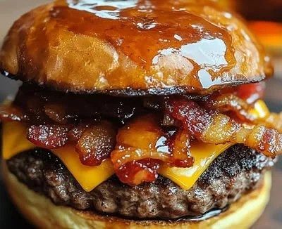 Delicious crispy smoky burgers cooked to perfection on the grill