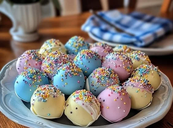 Delicious Easter Egg Oreo Balls on a festive plate
