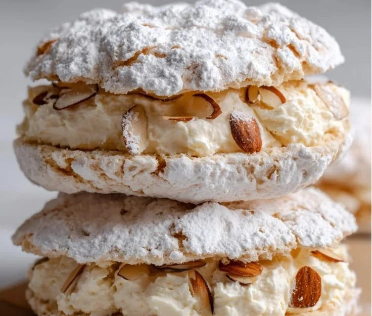 French-Style Almond Meringue Cookies on a decorative plate