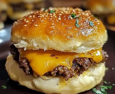 Garlic Parmesan Cheeseburger Bombs served on a plate