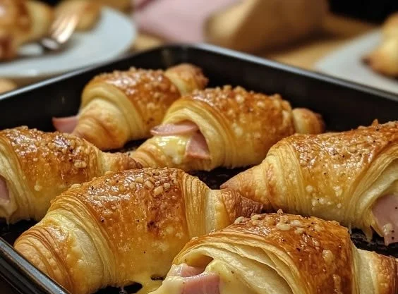 Homemade Ham and Cheese Croissants fresh out of the oven