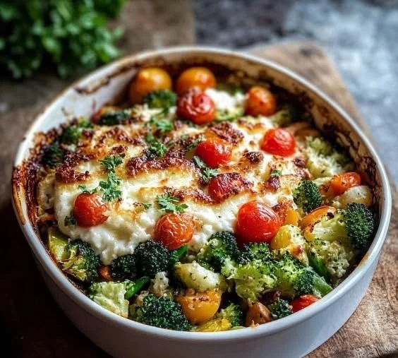 High-protein veggie bake packed with colorful vegetables and nutrients
