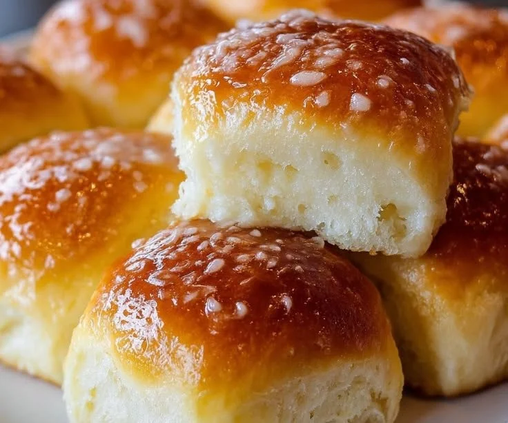 Freshly baked homemade potato bread rolls on a wooden cutting board