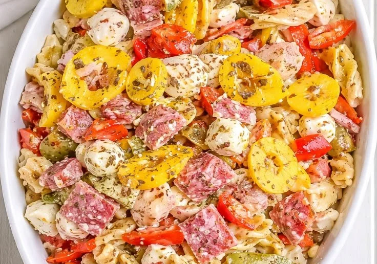 Italian Sub Salad with fresh veggies, cold cuts, and Italian dressing