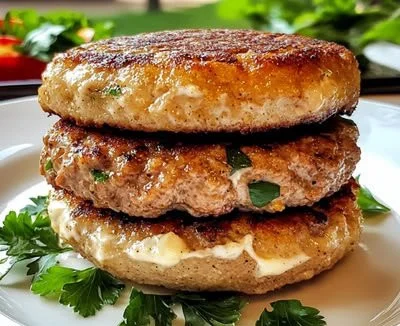Juicy ground turkey burger on a plate with fresh toppings