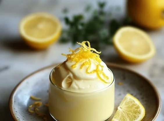 Delicious Lemon Cottage Cheese Pudding served in a bowl