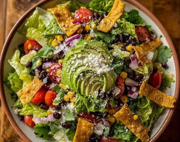 Colorful Mexican Chopped Salad served in a bowl with fresh ingredients