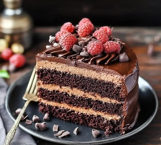 Decadent Nutella Chocolate Cake topped with creamy frosting.