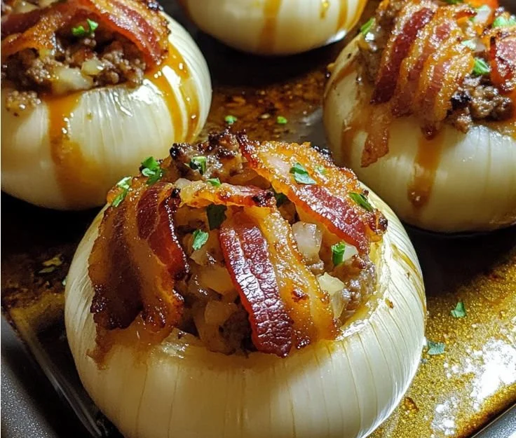 Deliciously grilled onion bombs stuffed with meat and spices