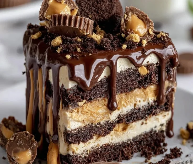 Delicious Peanut Butter Icebox Cake served in a dessert dish