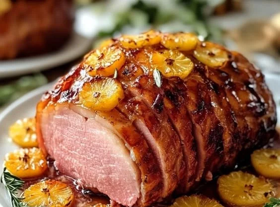 Delicious Pineapple-Honey Glazed Ham served on a platter