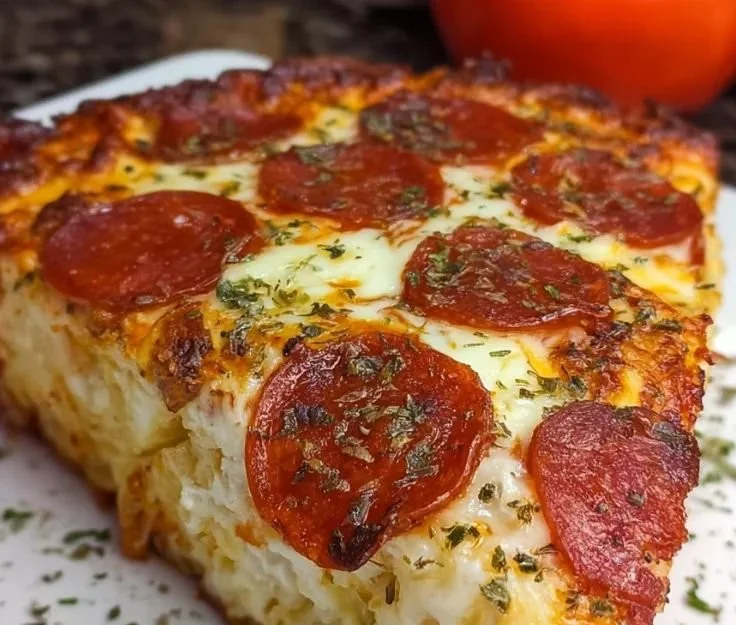 Delicious Pizza-Style Cottage Cheese Bake topped with fresh ingredients