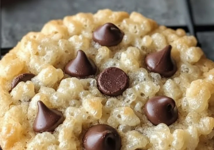 Delicious Rice Krispie chocolate chip cookies, golden and crispy