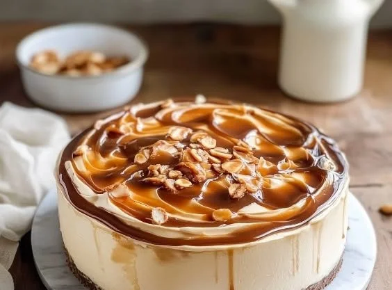 Deliciously rich Salted Caramel Cake topped with caramel drizzle and sea salt flakes.