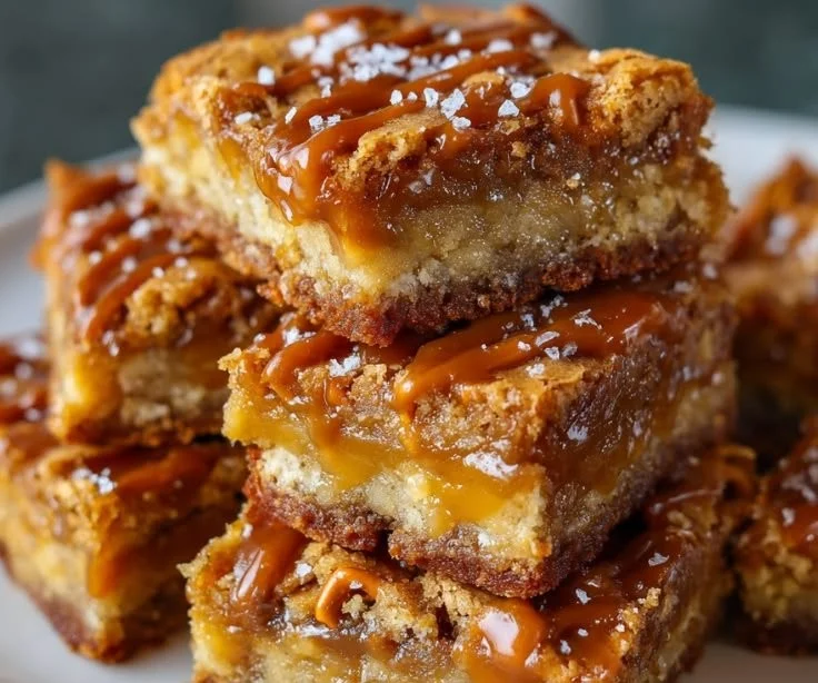 Delicious salted caramel pretzel blondies with a sweet and salty flavor combination.