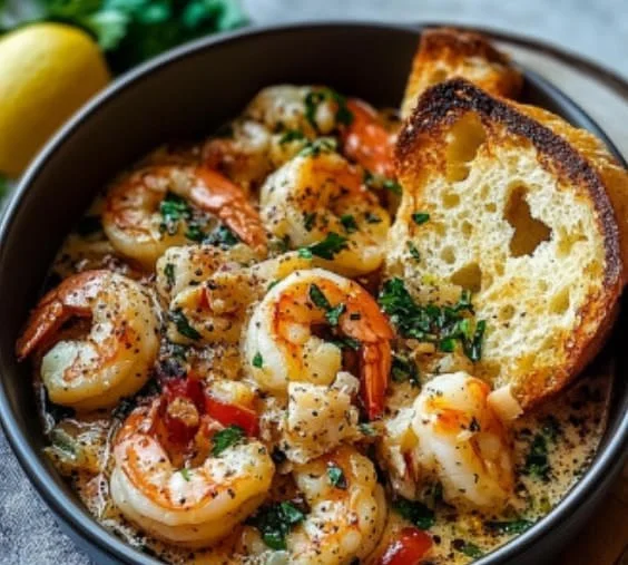 Delicious Shrimp Scampi Bowls with garlic and parsley served in a bowl