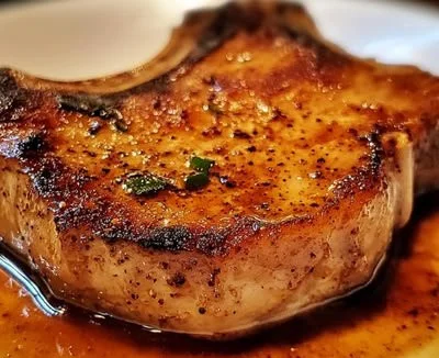 Delicious Texas Roadhouse pork chop served on a plate with sides