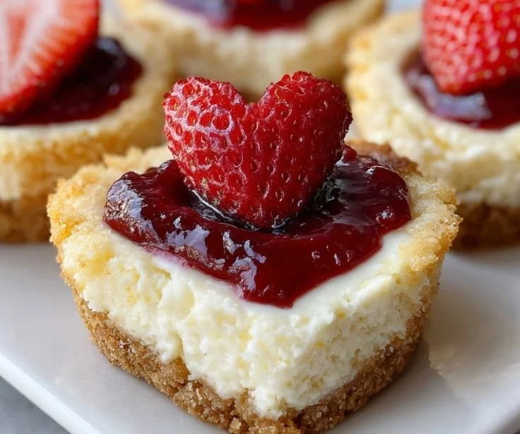 Valentine's cheesecake cookie cups on a pink background, topped with berries.