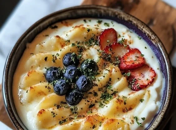 Whipped cottage cheese served in a bowl with toppings