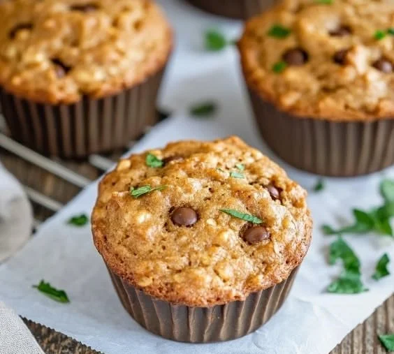 Freshly baked White Bean Muffins on a wooden table