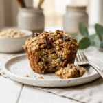 Freshly baked banana oat muffins served on a plate