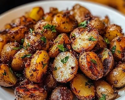 Delicious roasted mini potatoes served as a side dish