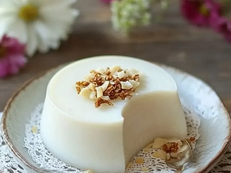 Delicious Cashew Coconut Milk Agar Pudding dessert in a bowl.