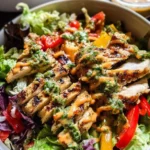 Chicken Fiesta Salad with grilled chicken, fresh veggies, and ranch dressing
