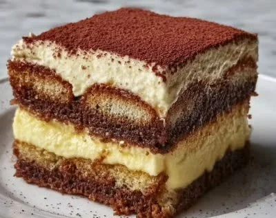 Delicious Chocolate Tiramisu dessert with layers of cocoa and cream