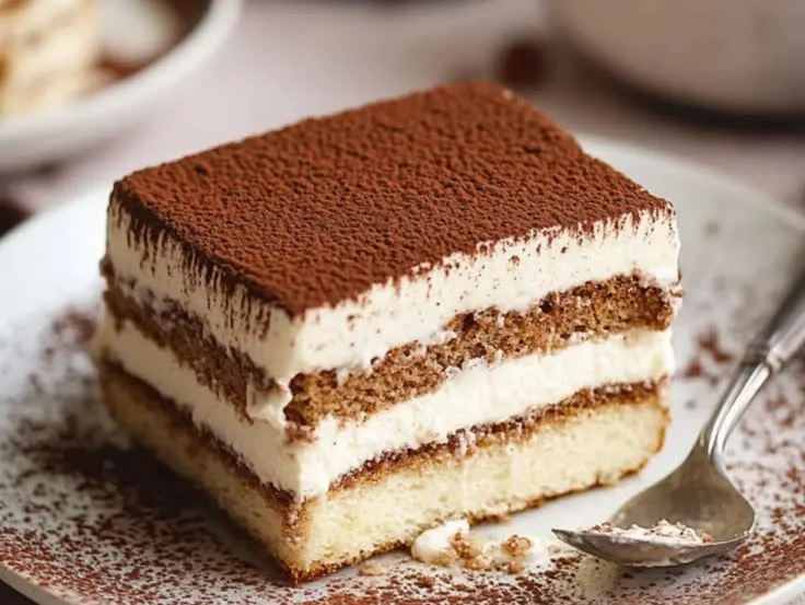Classic Italian Tiramisu with coffee and mascarpone layers