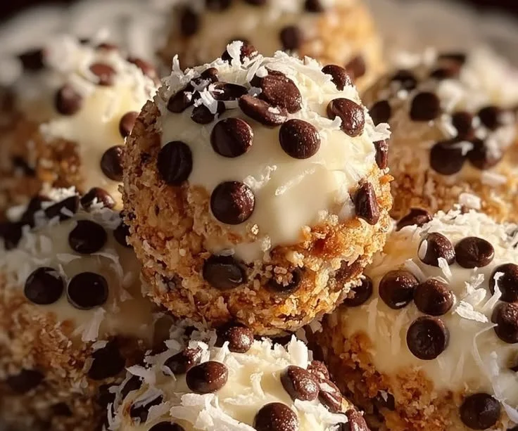 No-bake Coconut Chocolate Moose Bites dessert served in a party setting