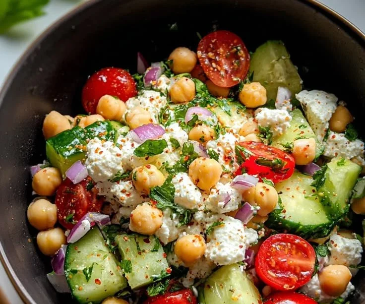 Cottage Cheese and Chickpeas Salad for a protein-rich healthy meal