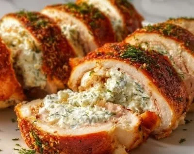 Crab and shrimp stuffed salmon, a gourmet seafood dish