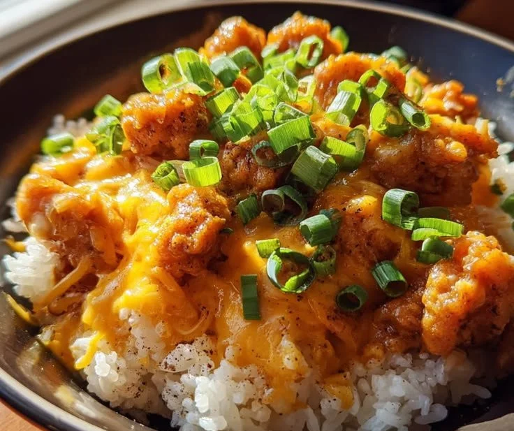 Delicious creamy Buffalo Ranch Chicken served over rice