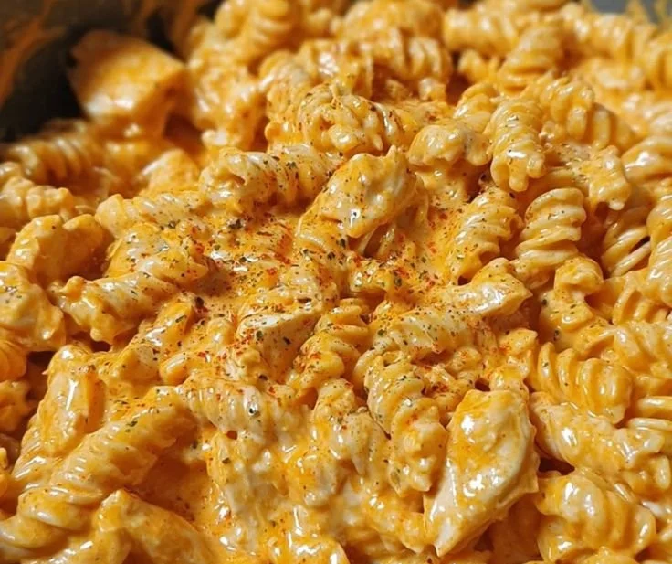 Creamy spicy Buffalo Chicken Pasta in a one-pot dish