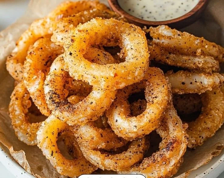 Crispy air fryer banana peppers served on a plate.