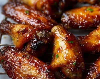 Crispy baked chicken wings seasoned with spicy flavors served on a platter