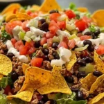 Colorful Doritos Taco Salad served in a bowl