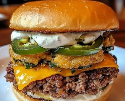 Double-Decker Jalapeño Popper Smash Burger with jalapeños and cheese
