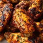 Deliciously crispy easy baked chicken wings served on a platter.