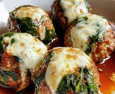 A plate of easy homemade meatballs garnished with herbs and served in marinara sauce.
