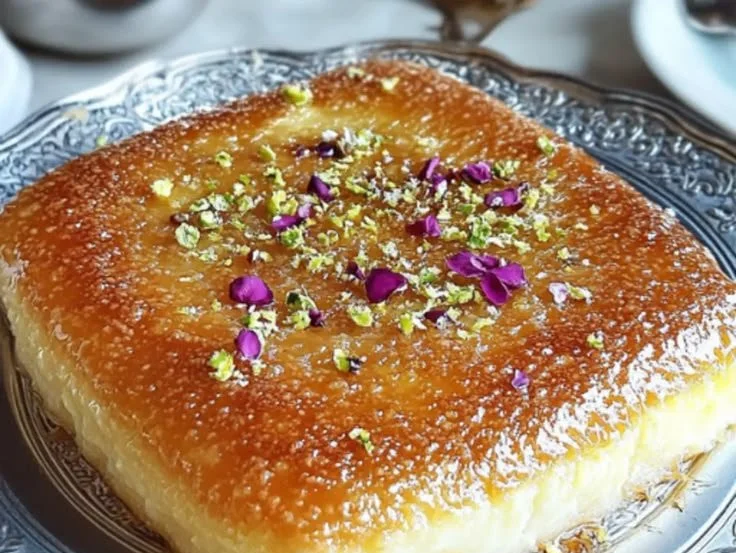 Delicious Mozzarella Kunafeh dessert served on a plate