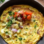 Delicious homemade potato omelette served for brunch