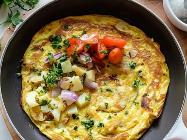 Delicious homemade potato omelette served for brunch