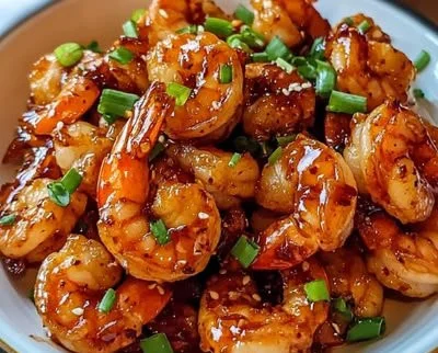 Delicious Firecracker Shrimp in a vibrant dish, garnished and ready to serve.