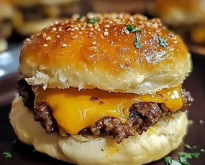 Delicious Garlic Parmesan Cheeseburger Bombs ready to serve