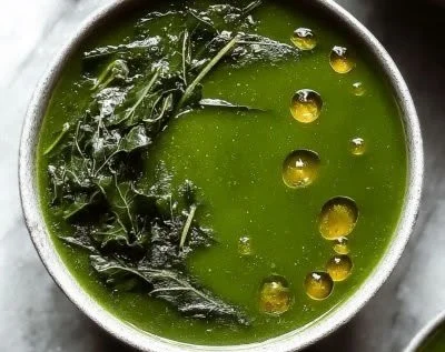 Bowl of Green Goddess Soup garnished with fresh herbs