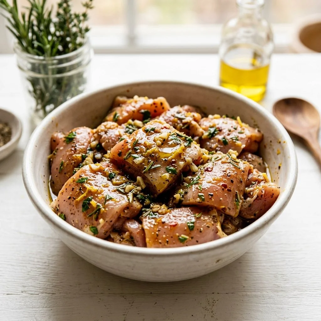 Healthy chicken marinade recipe with herbs and spices for flavorful grilling.