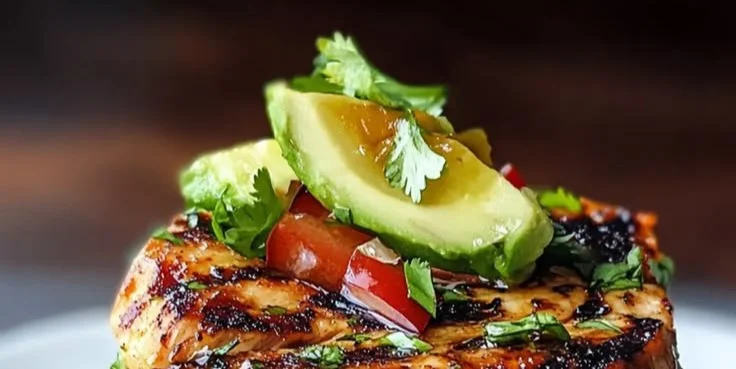 Honey Lime Chicken served with a vibrant Avocado Rice Stack